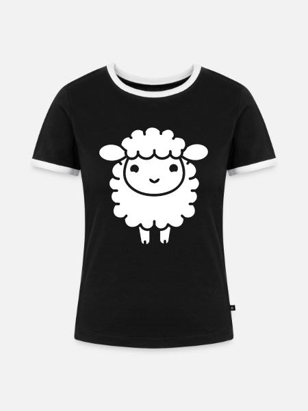 Lamm - Frauen Kontrast-T-Shirt - Schwarz/Weiß
