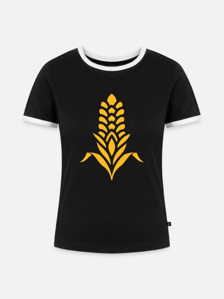 Maiskolben - Frauen Kontrast-T-Shirt - Schwarz/Weiß