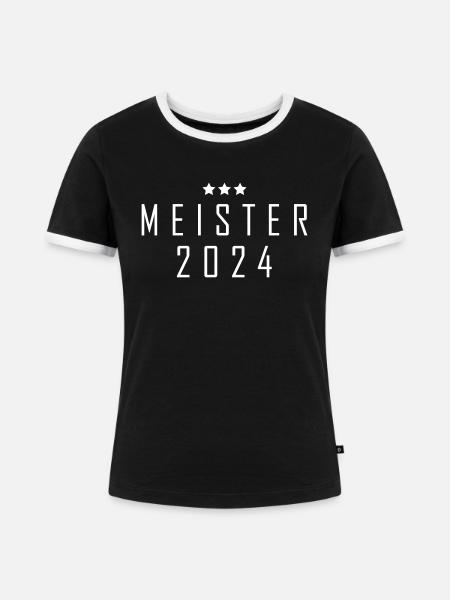 Meister 2024 Aufstiegstrikot - Frauen Kontrast-T-Shirt - Schwarz/Weiß