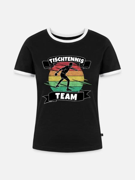 Tischtennis Team - Frauen Kontrast-T-Shirt - Schwarz/Weiß
