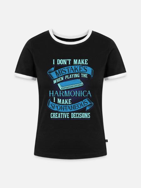Instrument Mundharmonika - Frauen Kontrast-T-Shirt - Schwarz/Weiß