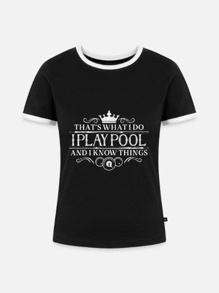 Poolbillard Billard - Frauen Kontrast-T-Shirt - Schwarz/Weiß