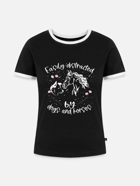 Pferdeliebhaber Pferde Geschenk - Frauen Kontrast-T-Shirt - Schwarz/Weiß