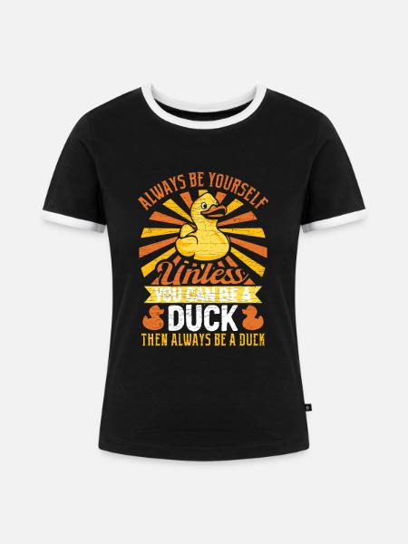 Ente Gummiente - Frauen Kontrast-T-Shirt - Schwarz/Weiß
