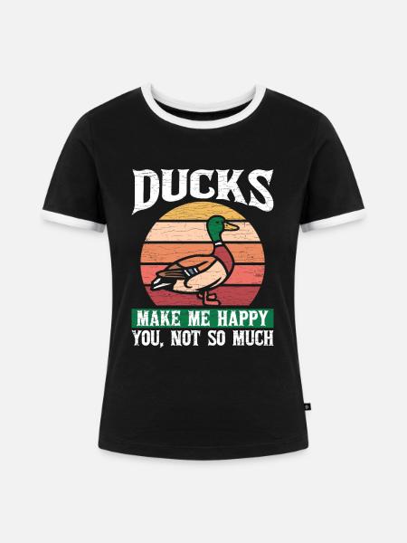 Ente Retro Entchen - Frauen Kontrast-T-Shirt - Schwarz/Weiß