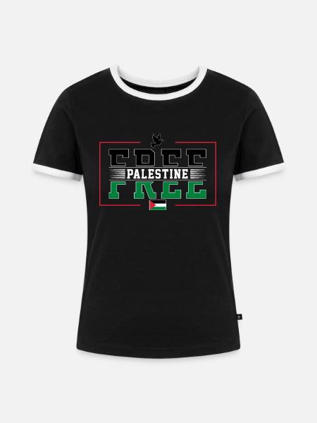 Free Palestine - Frauen Kontrast-T-Shirt - Schwarz/Weiß