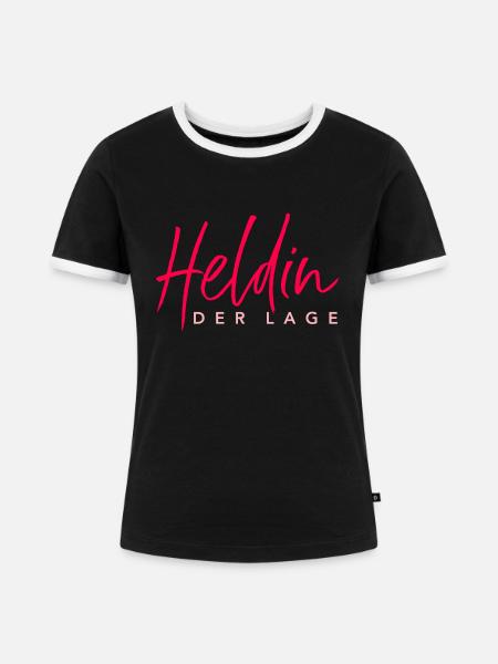 Heldin der Lage - Frauen Kontrast-T-Shirt - Schwarz/Weiß