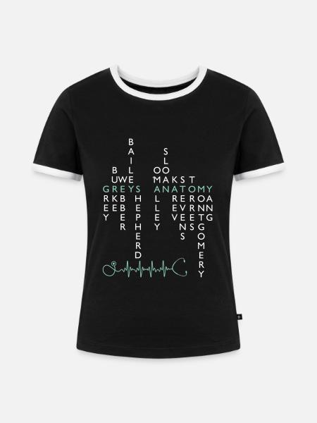 Grey's Anatomy Cast Names - Frauen Kontrast-T-Shirt - Schwarz/Weiß