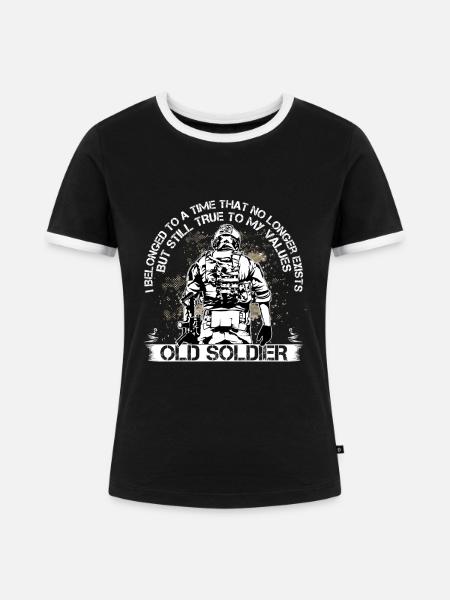 Old Soldier Army Soldier - Frauen Kontrast-T-Shirt - Schwarz/Weiß
