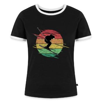 Skifahrer - Frauen Kontrast-T-Shirt - Schwarz/Weiß - Vorne - Selfina (174cm)