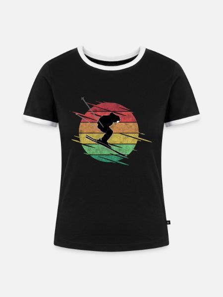 Skifahrer - Frauen Kontrast-T-Shirt - Schwarz/Weiß