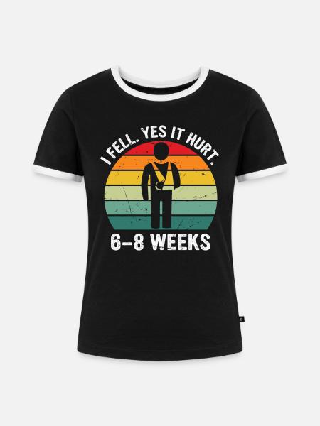 Gebrochener Arm Spruch - Fraktur Gipsarm - Frauen Kontrast-T-Shirt - Schwarz/Weiß