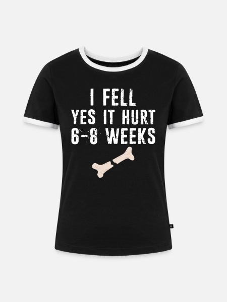 Gebrochener Arm Spruch - Fraktur Gipsarm - Frauen Kontrast-T-Shirt - Schwarz/Weiß