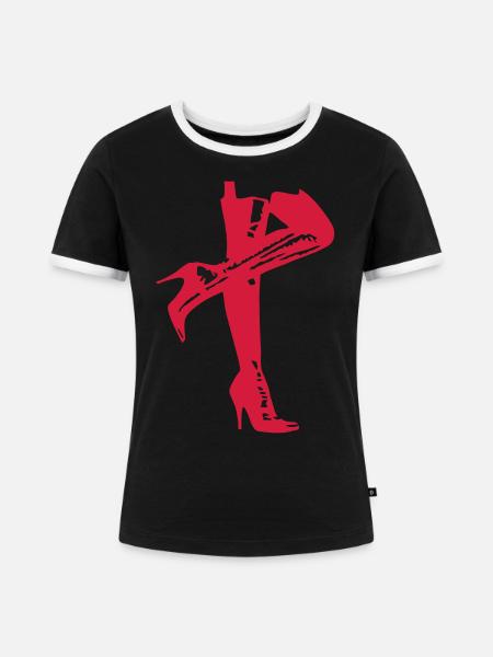 high heels - Frauen Kontrast-T-Shirt - Schwarz/Weiß
