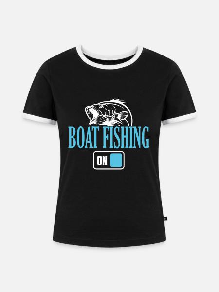 Fischerboot Angelmodus Ein - Frauen Kontrast-T-Shirt - Schwarz/Weiß