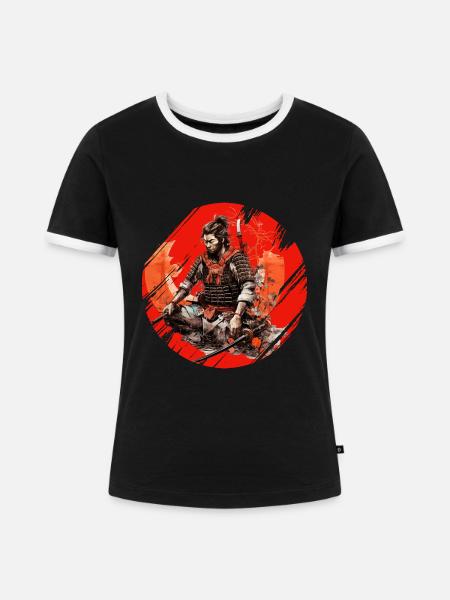Samurai Japan Kultur - Frauen Kontrast-T-Shirt - Schwarz/Weiß