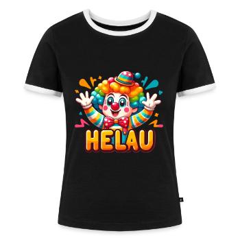 Karneval Clown Helau Konfetti Kostüm Rosenmontag - Frauen Kontrast-T-Shirt - Schwarz/Weiß - Vorne - Selfina (174cm)