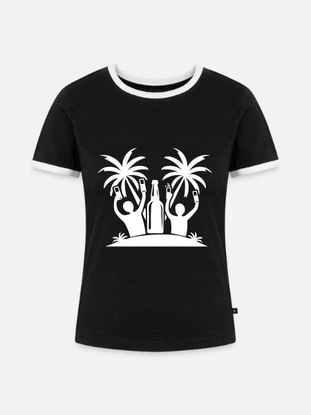 Insel Party Feiern Bier - Frauen Kontrast-T-Shirt - Schwarz/Weiß