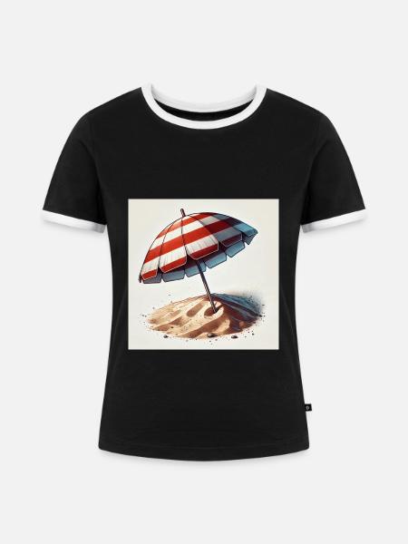 Urlaubsmotiv - Frauen Kontrast-T-Shirt - Schwarz/Weiß