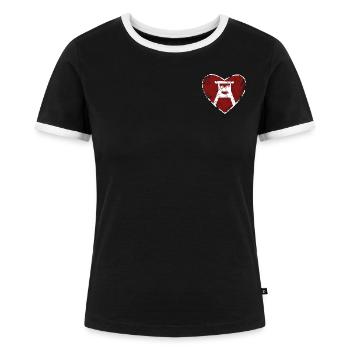 Herz mit Förderturm - Frauen Kontrast-T-Shirt - Schwarz/Weiß - Vorne - Selfina (174cm)