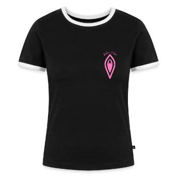 Feminismus geht alle an! Süße Scheide Dolce Vulvar - Frauen Kontrast-T-Shirt - Schwarz/Weiß - Vorne - Selfina (174cm)