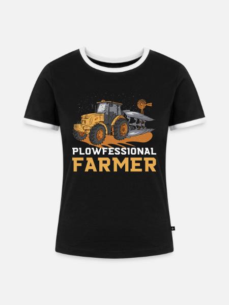 Pflugfessionsbauer - Frauen Kontrast-T-Shirt - Schwarz/Weiß