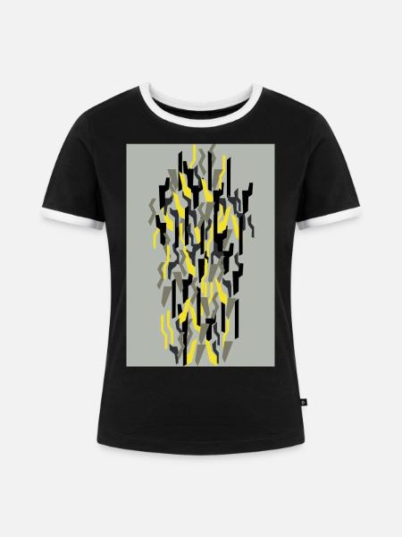Camouflage Kunst Gelb Gaming - Frauen Kontrast-T-Shirt - Schwarz/Weiß