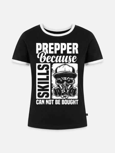 Survivalist Must-Haves Ausrüstungsvorbereitung - Frauen Kontrast-T-Shirt - Schwarz/Weiß