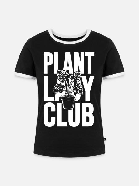 Plant Lady Club Monstera - Frauen Kontrast-T-Shirt - Schwarz/Weiß