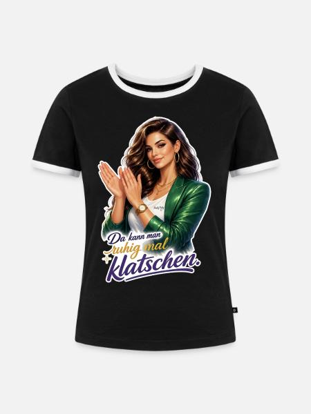 Klatschen – Stilvolle Clap-Illustration - Frauen Kontrast-T-Shirt - Schwarz/Weiß