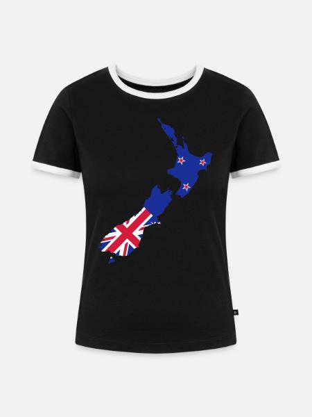 Neuseeland - Frauen Kontrast-T-Shirt - Schwarz/Weiß