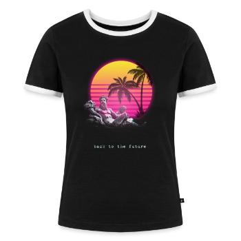 Back to the future - Frauen Kontrast-T-Shirt - Schwarz/Weiß - Vorne - Selfina (174cm)