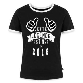 Legend 2016 Authentischer 2016 Jahrgang Bursdag - Frauen Kontrast-T-Shirt - Schwarz/Weiß - Vorne - Selfina (174cm)