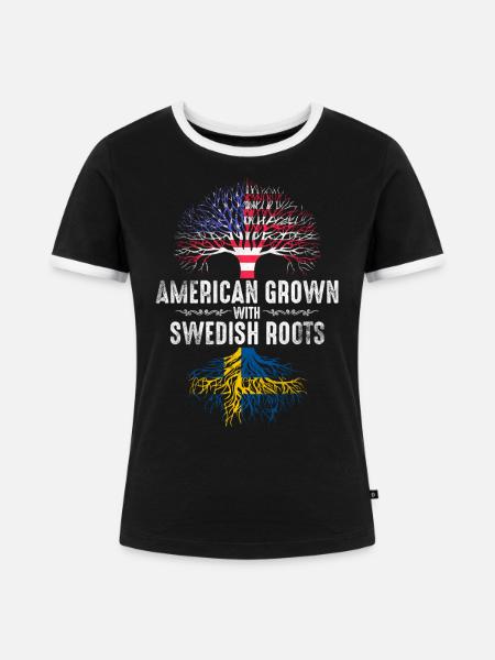 Amerikaner mit schwedischen Wurzeln - Frauen Kontrast-T-Shirt - Schwarz/Weiß