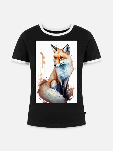 Kunstvoller Fuchs - Frauen Kontrast-T-Shirt - Schwarz/Weiß
