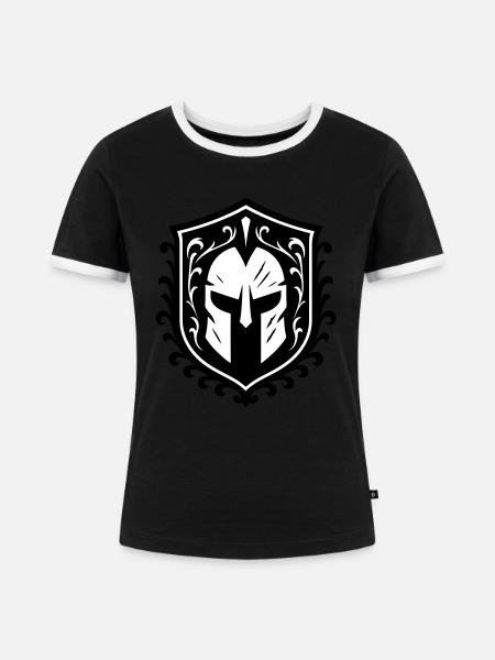 Spartaner Helm Wappen - Frauen Kontrast-T-Shirt - Schwarz/Weiß