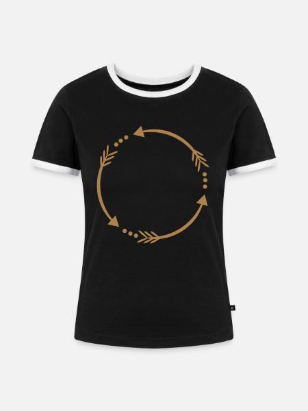Kreis Rahmen - Frauen Kontrast-T-Shirt - Schwarz/Weiß