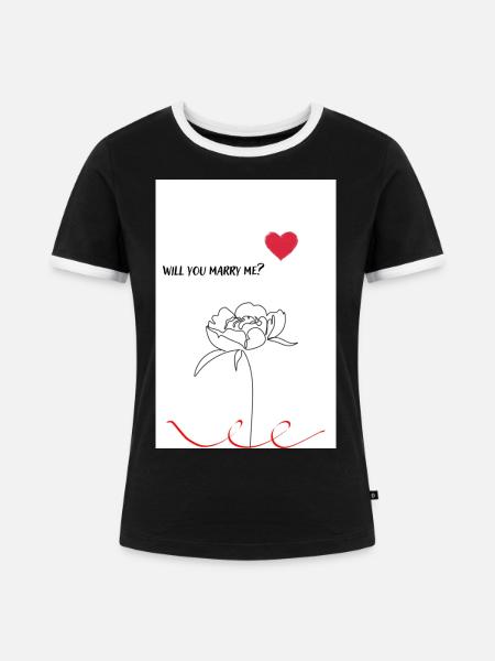 Marry me - Frauen Kontrast-T-Shirt - Schwarz/Weiß