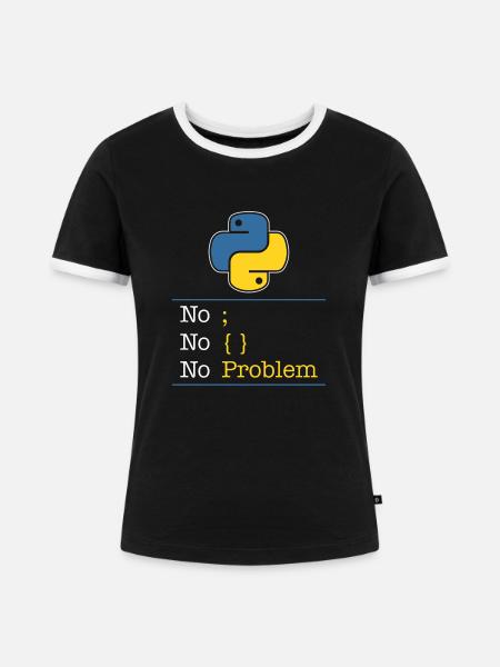 Python no problem - Frauen Kontrast-T-Shirt - Schwarz/Weiß