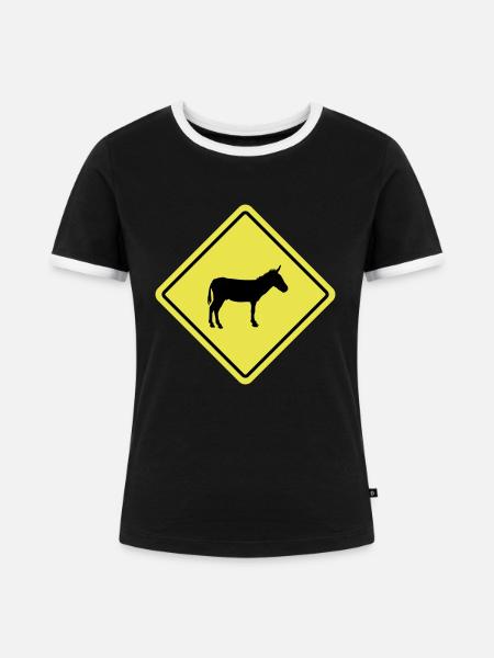 Esel Sign - Frauen Kontrast-T-Shirt - Schwarz/Weiß