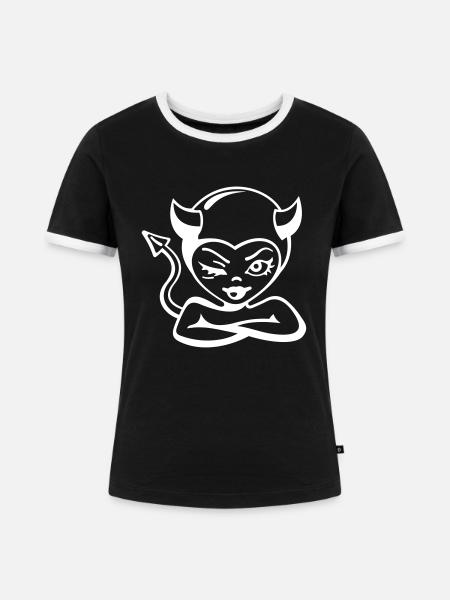 Teufelsweib - Teufelchen - Frauen Kontrast-T-Shirt - Schwarz/Weiß