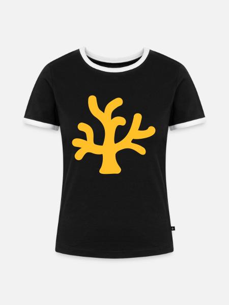 Koralle - Frauen Kontrast-T-Shirt - Schwarz/Weiß