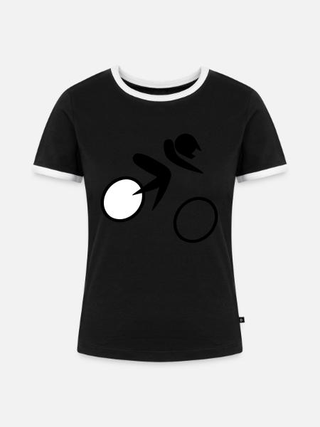 Gelände Fahrradrennen - Frauen Kontrast-T-Shirt - Schwarz/Weiß