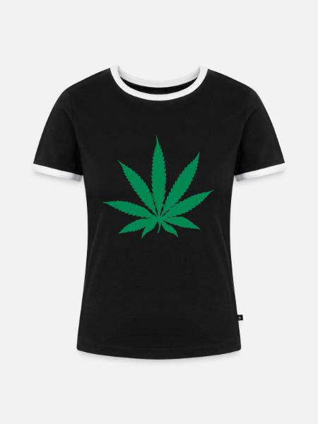 Hanfblatt - Frauen Kontrast-T-Shirt - Schwarz/Weiß