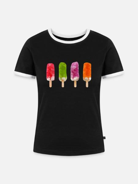 Low Poly Popsicle - Frauen Kontrast-T-Shirt - Schwarz/Weiß