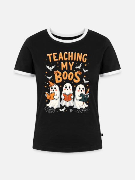 Halloween - Teaching my Boos - Frauen Kontrast-T-Shirt - Schwarz/Weiß