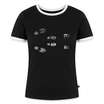 Lustig schwarzer Humor Versaut Winter Schnee - Frauen Kontrast-T-Shirt - Schwarz/Weiß - Vorne - Selfina (174cm)