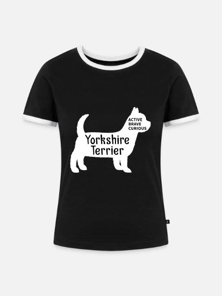 Yorkshire Terrier - Frauen Kontrast-T-Shirt - Schwarz/Weiß