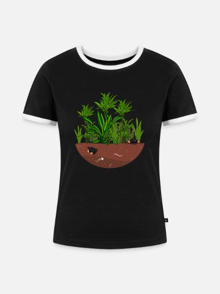 Dschungel Wilder Garten - Frauen Kontrast-T-Shirt - Schwarz/Weiß