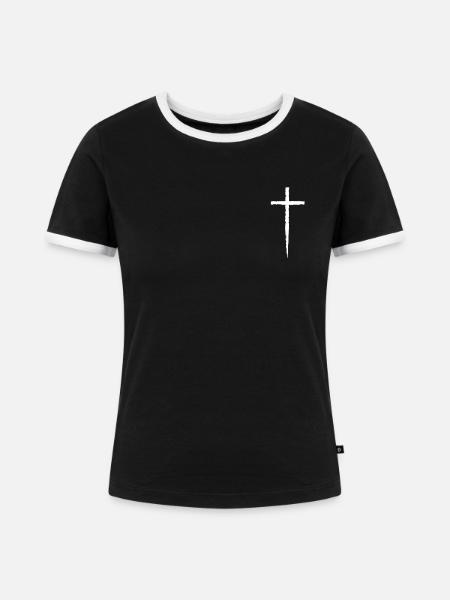 Jesus Kreuz - Frauen Kontrast-T-Shirt - Schwarz/Weiß